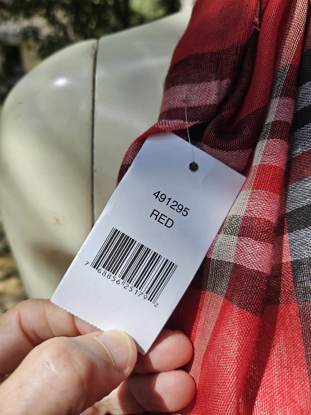 New W Tag V. FRAAS Red Plaid Infinity Scarf